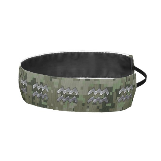 デジタル緑のカムフラージュのアクエリアスの(占星術の)十二宮図の記号 アスレチックヘッドバンド (右)