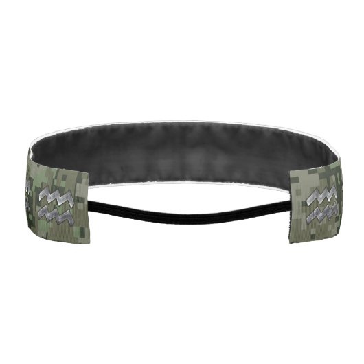 デジタル緑のカムフラージュのアクエリアスの(占星術の)十二宮図の記号 アスレチックヘッドバンド (裏面)