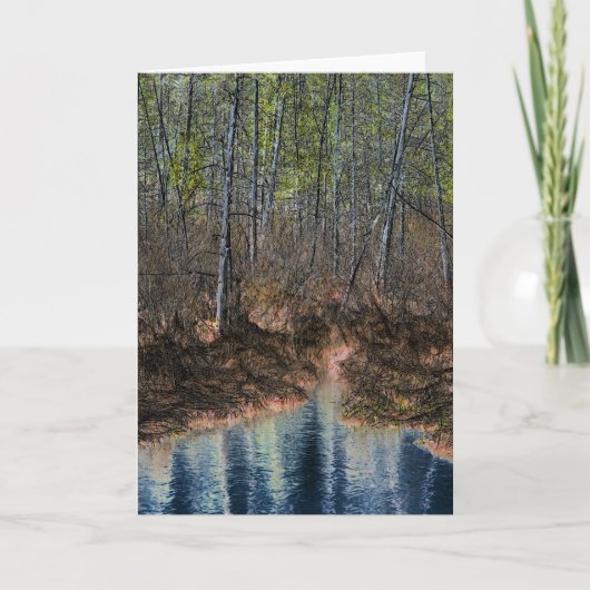 デジタル編集された森林と池 カード (正面)