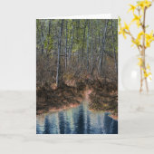 デジタル編集された森林と池 カード (黄色い花)