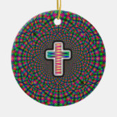 デジタル背景の交差 セラミックオーナメント (正面)