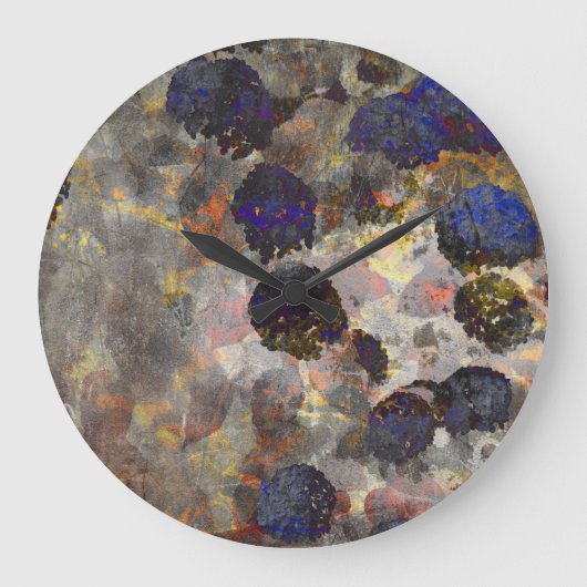 デジタル背景フローラ/花模様 ラージ壁時計 (正面)