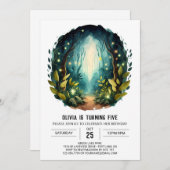 デジタル自然キッズウッドランド誕生日 招待状 (正面/裏面)