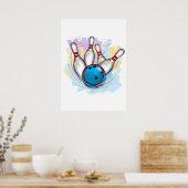 デジタル色彩の鮮やかボーリングデザイン ポスター (キッチン)