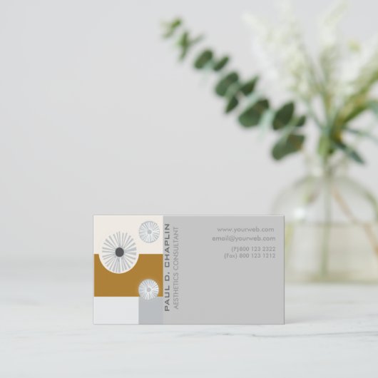 デジタル花のミニマルで幾何学的なモダン 名刺 (スタンド正面)