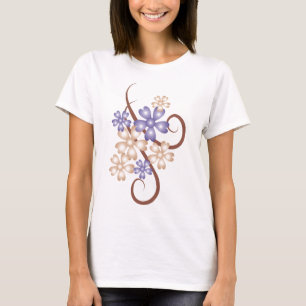 デジタル花パターン上 Tシャツ