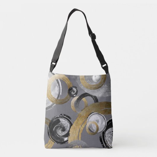 デジタル荒い金の指輪の白黒円 クロスボディバッグ (裏面)