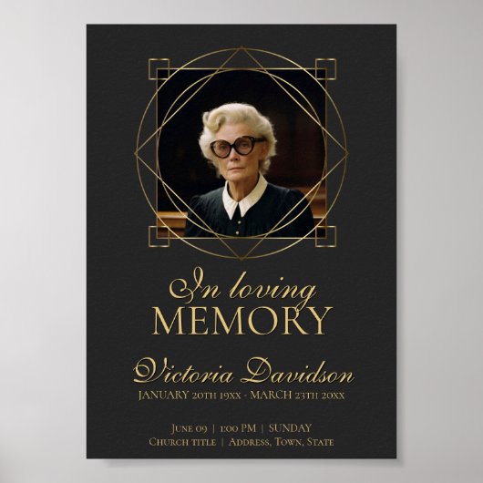 デジタル葬儀のお知らせ投稿 ダークグレー ポスター (正面)