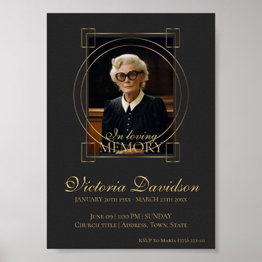 デジタル葬儀のお知らせ投稿 ダークグレー ポスター (正面)