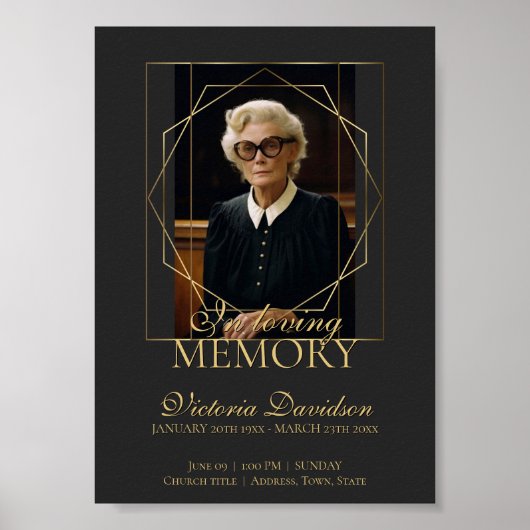 デジタル葬儀のお知らせ投稿 ダークグレー ポスター (正面)