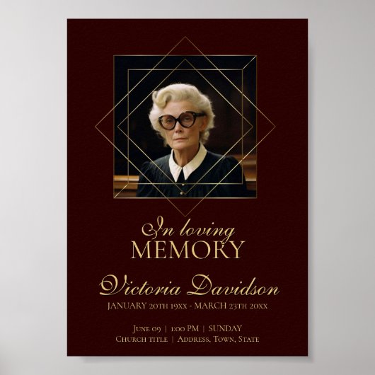 デジタル葬儀のお知らせ投稿 ダークレッド ポスター (正面)
