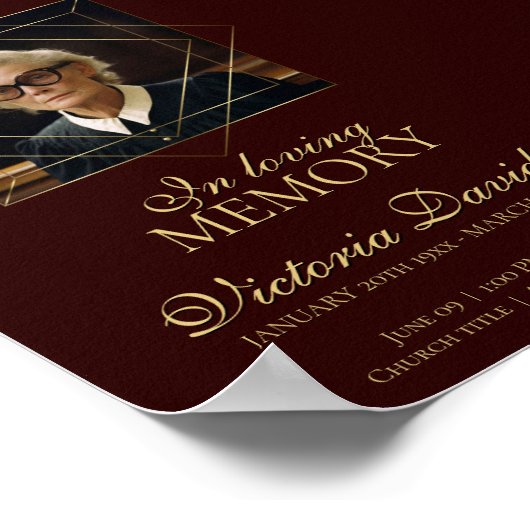 デジタル葬儀のお知らせ投稿 ダークレッド ポスター (角)