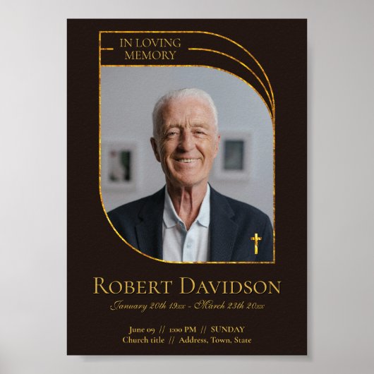 デジタル葬儀アナウンス投稿ダークブラウン ポスター (正面)