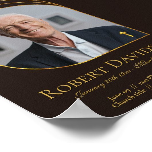 デジタル葬儀アナウンス投稿ダークブラウン ポスター (角)