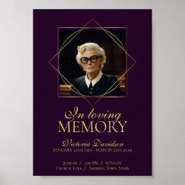 デジタル葬儀告知投稿 深い紫 ポスター