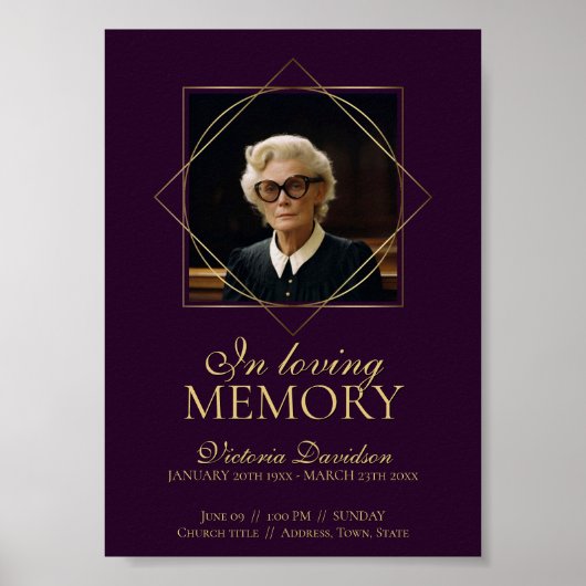 デジタル葬儀告知投稿 深い紫 ポスター (正面)