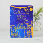 デジタル誕生日ディナー招待状テンプレート、ブラック セーブザデート (スタンド正面)