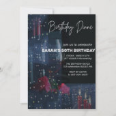 デジタル誕生日ディナー招待状、ブラックタイグラム 招待状 (正面)