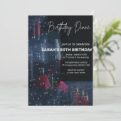 デジタル誕生日ディナー招待状、ブラックタイグラム 招待状 (スタンド正面)