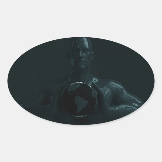 デジタル転送としての情報ネットワーク 楕円形シール (正面)