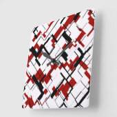 デジタル迷彩柄の白黒の赤パターン スクエア壁時計 (傾斜)