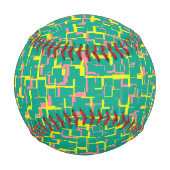 デジタル迷彩柄グリーンイエローピンクパターン 野球ボール (裏面)