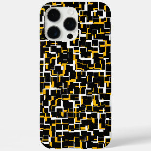 デジタル迷彩柄白黒イエローパターン iPhone 16 PRO MAXケース