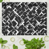 デジタル迷彩柄白黒グレーパターン キッチンタオル (折り畳み)