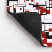 デジタル迷彩柄白黒レッドパターン マウスパッド (コーナー)