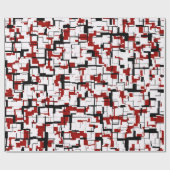 デジタル迷彩柄白黒レッドパターン ラッピングペーパー (フラット)