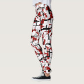 デジタル迷彩柄白黒レッドパターン レギンス (左)