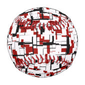 デジタル迷彩柄白黒レッドパターン 野球ボール (裏面)