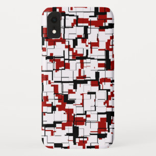 デジタル迷彩柄白黒レッドパターン iPhone XRケース