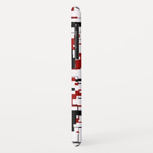 デジタル迷彩柄白黒レッドパターン Case-Mate iPhoneケース (裏面/左)