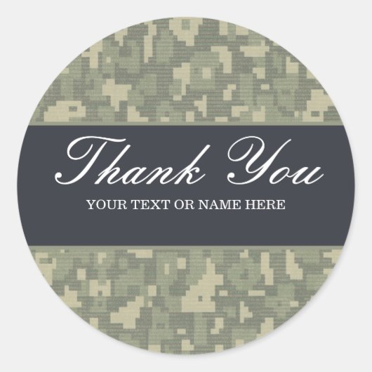 デジタル迷彩柄迷彩軍隊軍狩り ラウンドシール (正面)