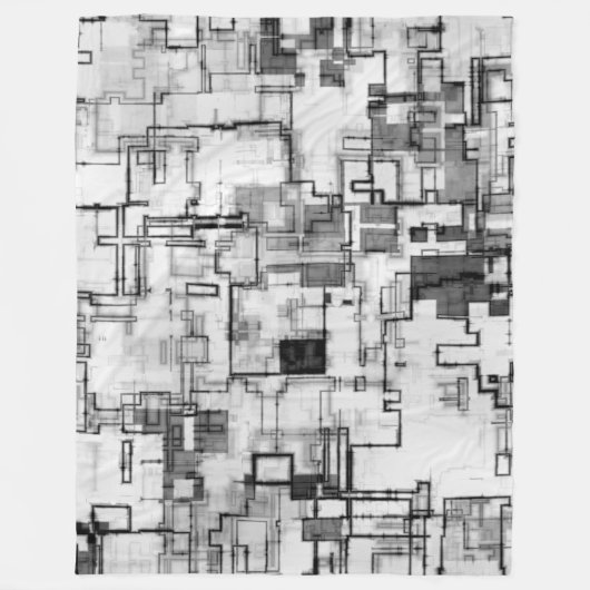 デジタル都市回路デザイン フリースブランケット (正面)