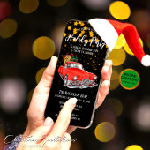 デジタル金ゴールドスターズサンタホリデーパーティー招待状 シーズンカード