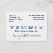 デジタル銀河系エイリアン惑星イン宇宙ブルー星雲 名刺 (裏面)