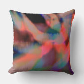 デジタル霧雨の色の汚れ、桃の入浴 クッション (正面)