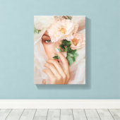 デジタル顔アート – 未来的抽象芸術ポートレート キャンバスプリント (インサイチュ (ウッドフロア))