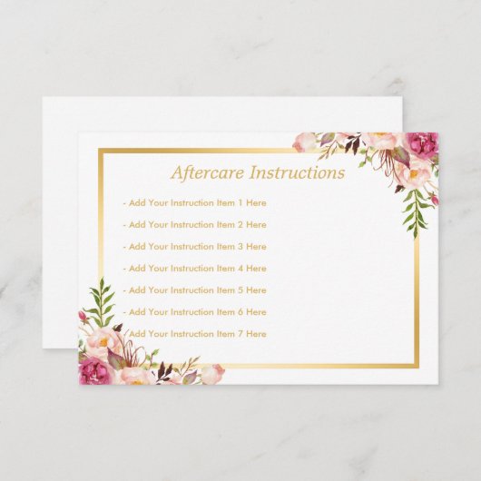 [デジタル]エレガントフローラ金ゴールドサロンアフターケアカード 招待状 (正面/裏面)