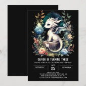 デジタル・エレガント・ドラゴン・バースデー 招待状 (正面/裏面)
