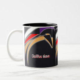 デジタル・トライバルデザインのマグカップコーヒータイム ツートーンマグカップ