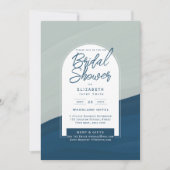 デジタル ブライダルシャワーの招待状 ネイビーブルー ストライプ 招待状 (正面)