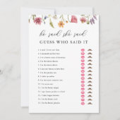 デジタル・ワイルドフラワーと彼は彼女が言ったブライダルシャワー 招待状 (正面)