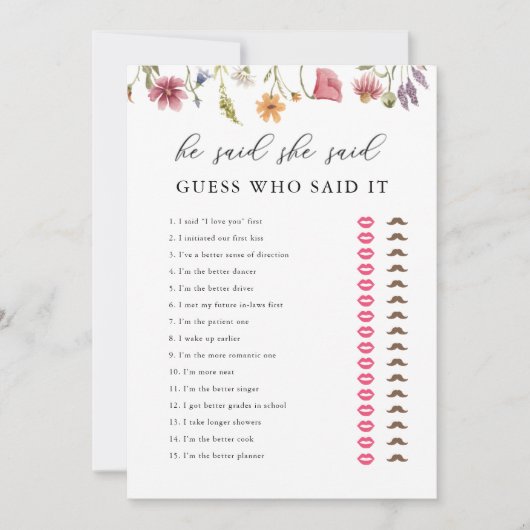 デジタル・ワイルドフラワーと彼は彼女が言ったブライダルシャワー 招待状 (正面)