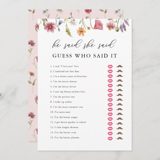 デジタル・ワイルドフラワーと彼は彼女が言ったブライダルシャワー 招待状 (正面/裏面)