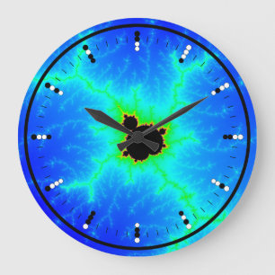 デジタル(二進)アナログの時計w Mandelbrotのフラクタル ラージ壁時計