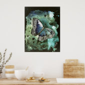 デジタル（昆虫）オオカバマダラ、モナークバタフライモダンアートプリント ポスター (キッチン)