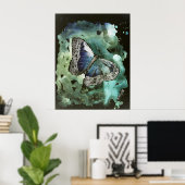 デジタル（昆虫）オオカバマダラ、モナークバタフライモダンアートプリント ポスター (ホームオフィス)